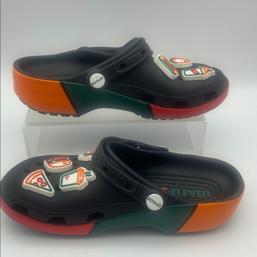 7-11 Crocs Seven Eleven Exclusive Jibbitz Collectible Rare Black Sz 5 W 7 M
